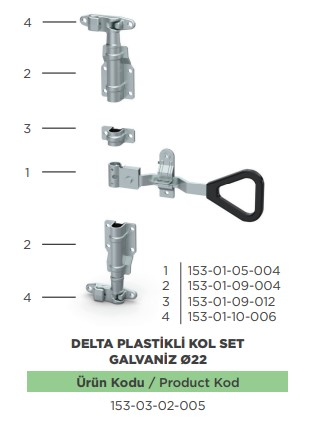 ARKA KAPI KILIT SET DELTA PLS KOL 22 MM GLNZ B.SUZ